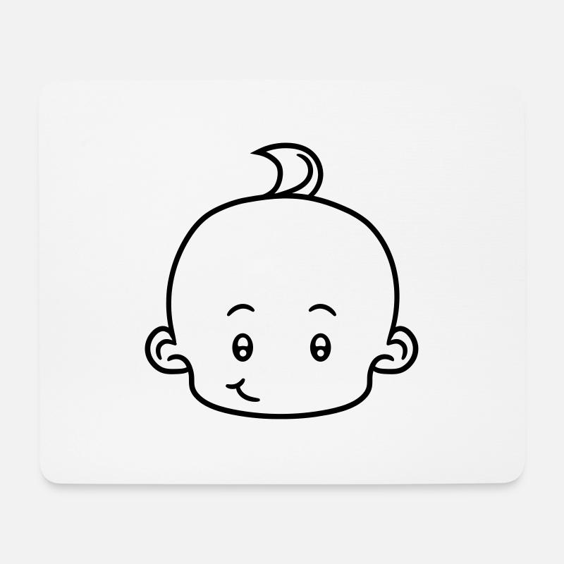 glücklich kopf gesicht klein süß niedlich windel k - Mousepad (Querformat) - Weiß