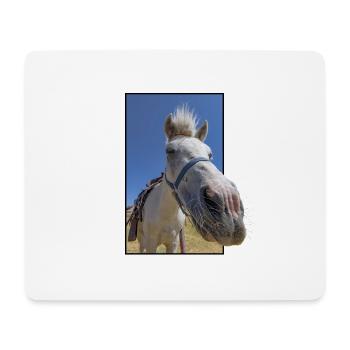 Visage de cheval drôle - Tapis de souris (format paysage) - blanc - Devant