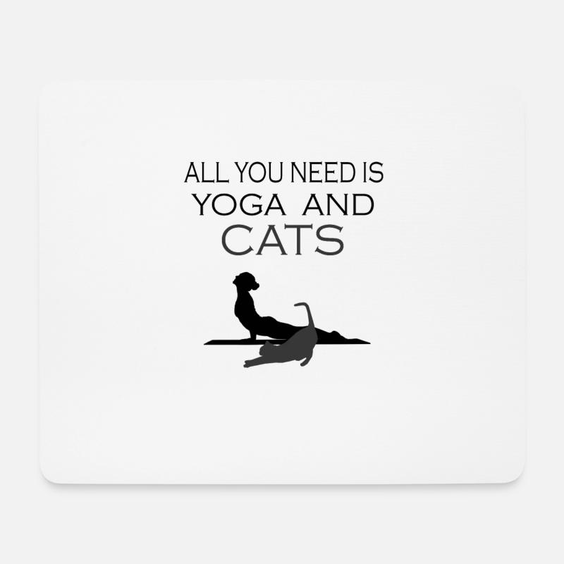Katzen Yoga Spruch - Mousepad (Querformat) - Weiß