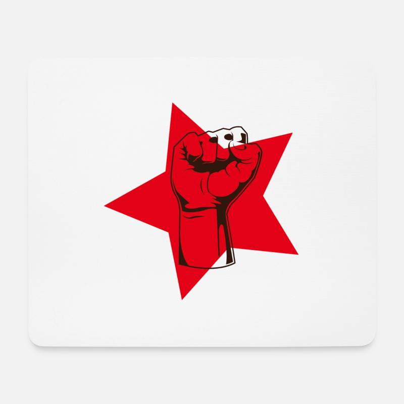 Cooles Rote Kommunist Faust Hand Protest Geschenk - Mousepad (Querformat) - Weiß