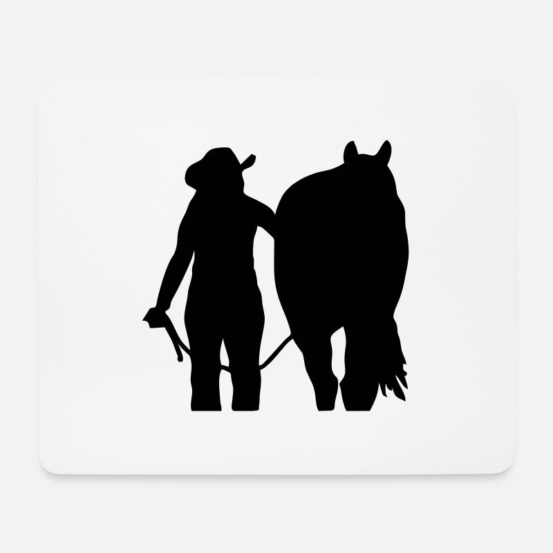 Westernreiterin mit Pferd individualisierbar - Mousepad (Querformat) - Weiß