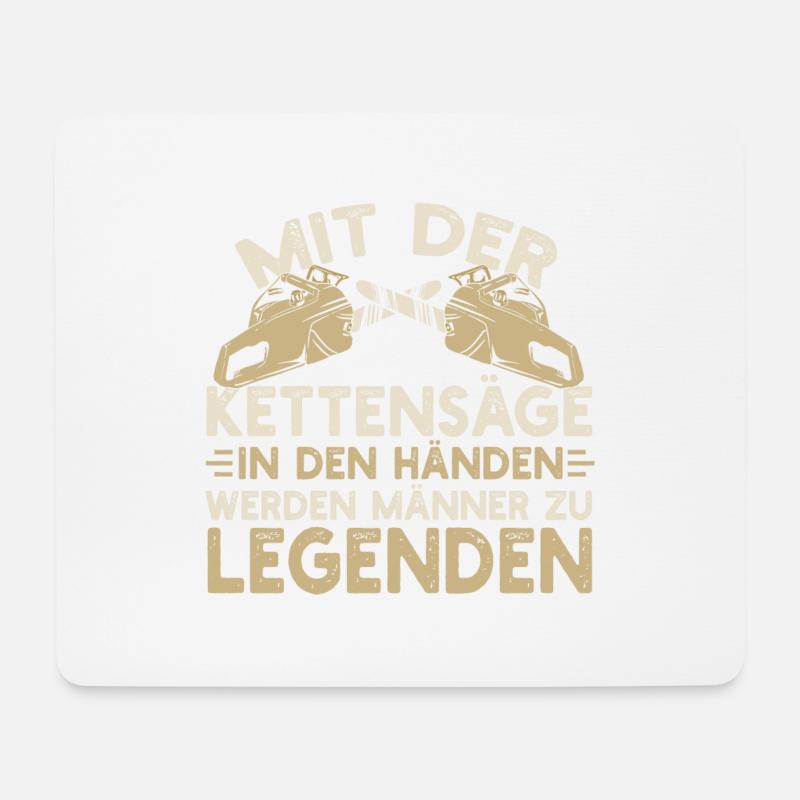 Mit Der Kettensäge Lustig Holzfäller Motorsäge - Mousepad (Querformat) - Weiß