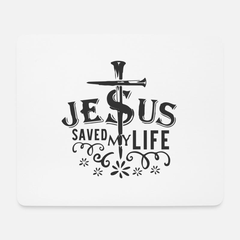 Jesus hat mir das Leben gerettet - Mousepad (Querformat) - Weiß