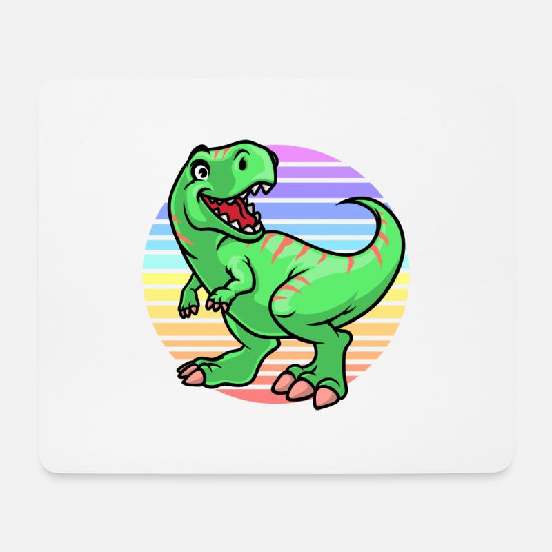 Dinosaurier Sonnenuntergang - Mousepad (Querformat) - Weiß