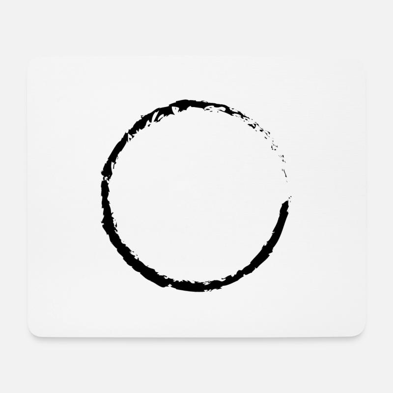 Schwarzer Zen Kreis, Enso, Ensō, Zen Circle - Mousepad (Querformat) - Weiß