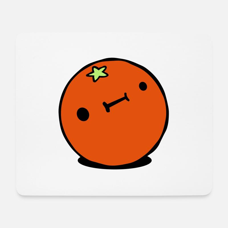 Niedlich Kawaii Orange Zitrusfrucht Derp Gesicht - Mousepad (Querformat) - Weiß