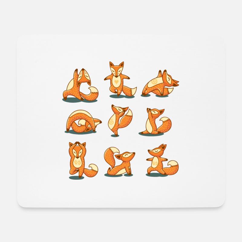 foxes yoga - Mousepad (Querformat) - Weiß