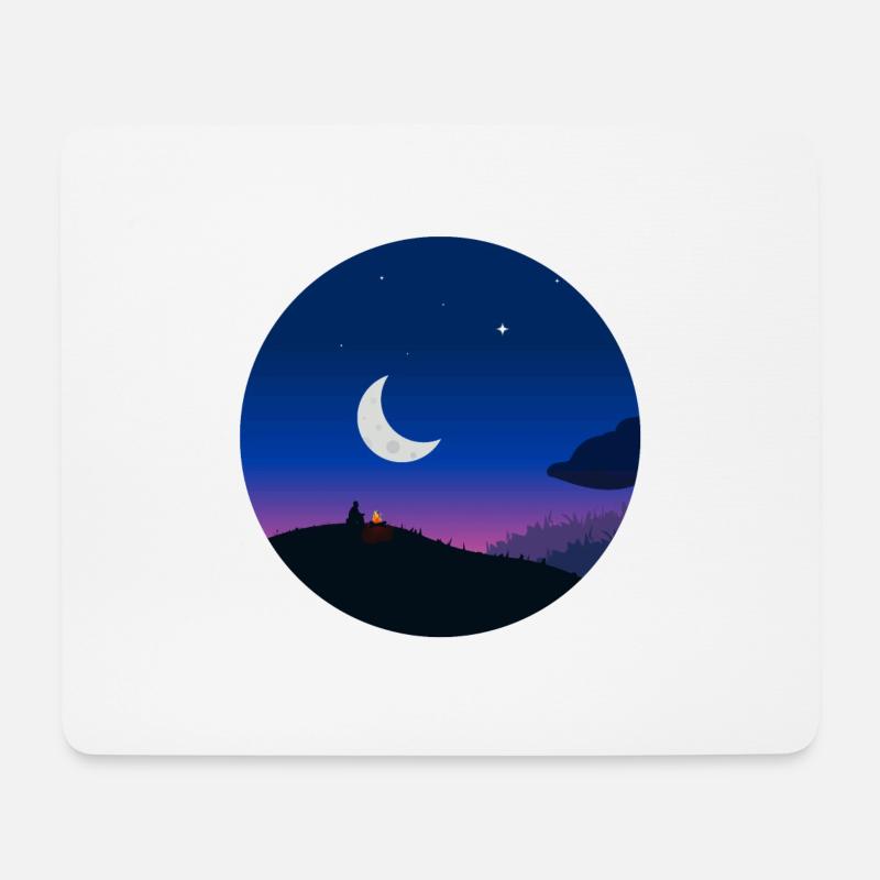 Nacht Mit dem Sternenhimmel - Mousepad (Querformat) - Weiß