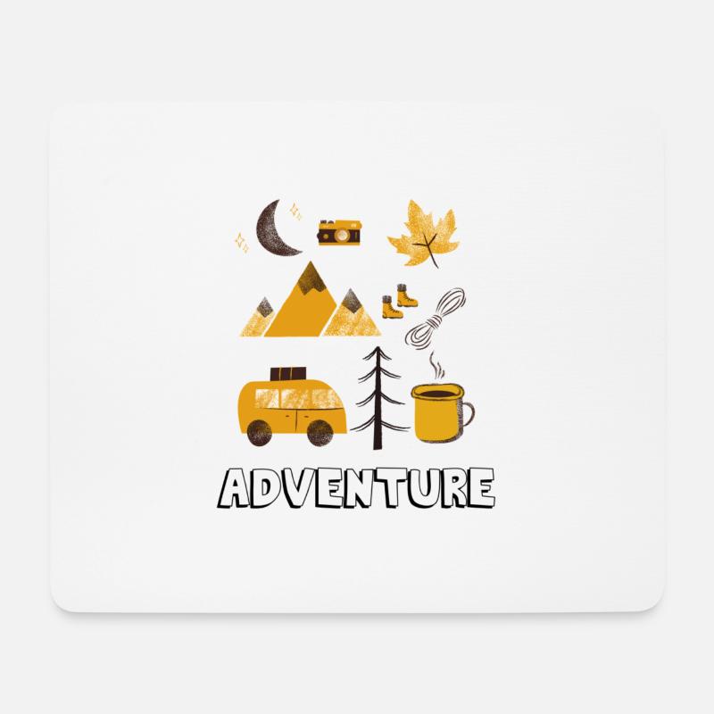 Adventure Nature Camping Bus Kaffee Mond - Mousepad (Querformat) - Weiß