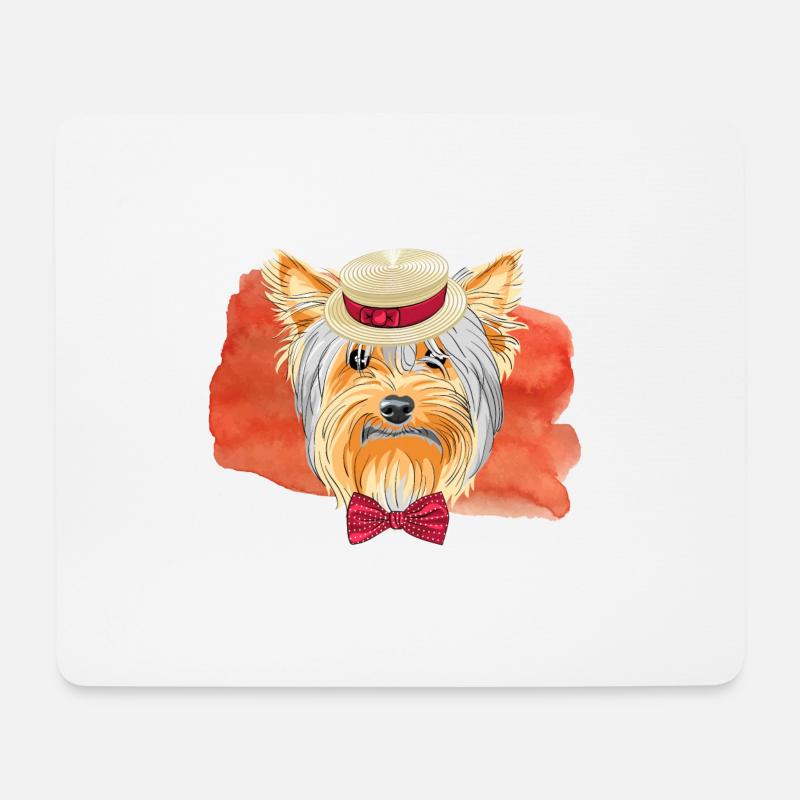 Hund - Yorkshire Terrier - Mousepad (Querformat) - Weiß