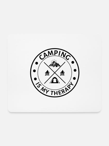 Camping ist meine Therapie Lustiger Camper-Spruch - Mousepad (Querformat) - Weiß