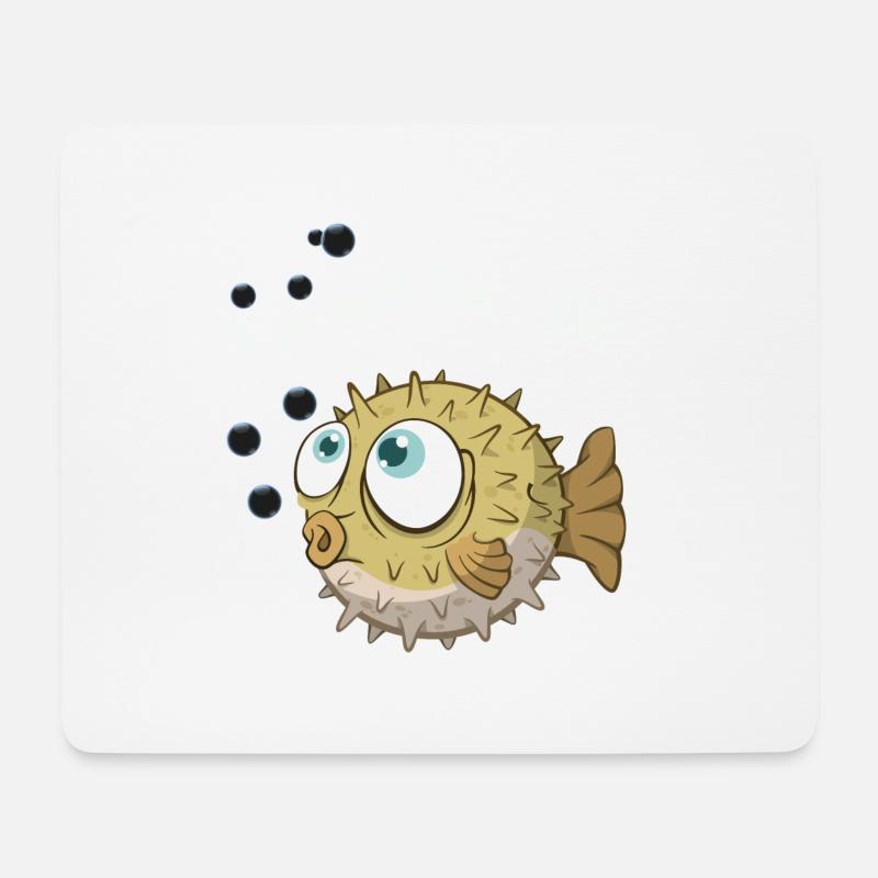 kugelfisch fluffy not fat top fish pufferfish fugu - Mousepad (Querformat) - Weiß