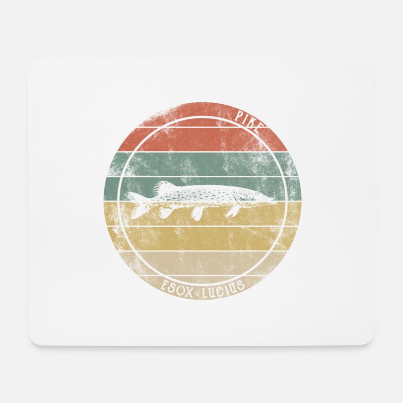 Hecht Raubfisch Retro Vintage - Mousepad (Querformat) - Weiß