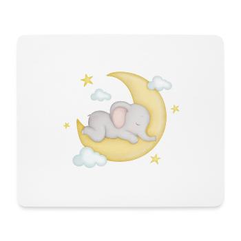 petit éléphant mignon dort sur la lune - Tapis de souris (format paysage) - blanc - Devant