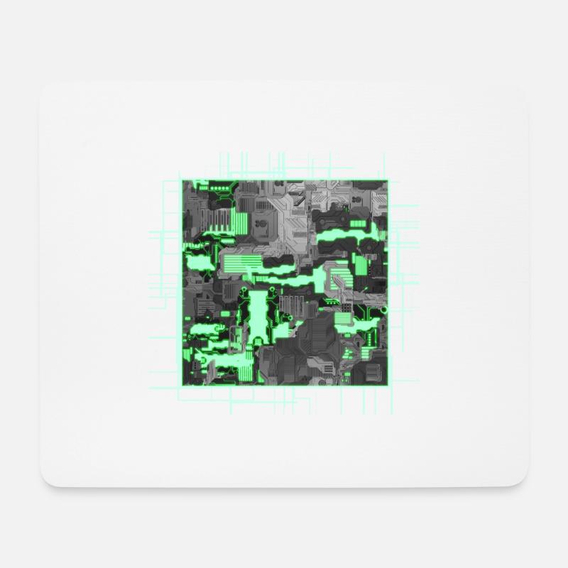 Green Stylized Motherboard - Mouse Pad (horizontal) - white