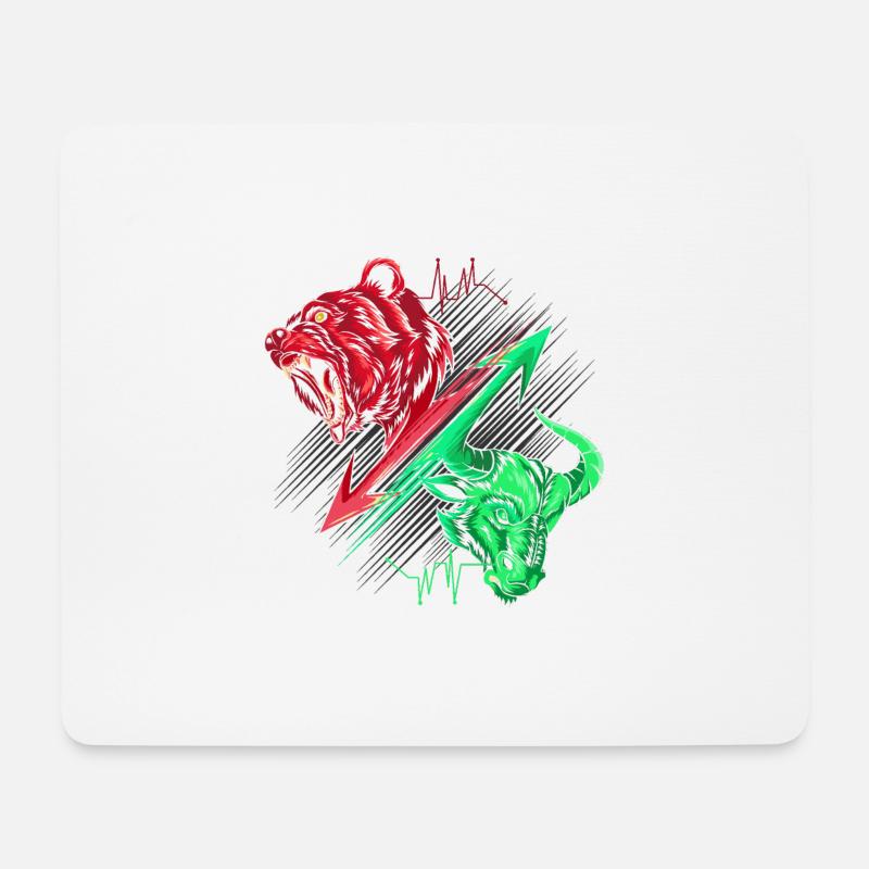 Bär vs Stier - Mousepad (Querformat) - Weiß