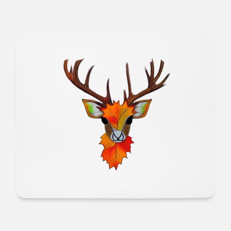 Hirschkopf im Herbst Hirsch Geweih Bock Reh Kitz 5 - Mousepad (Querformat) - Weiß