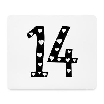 14 Geburtstag mit Herz - Mousepad (Querformat) - Weiß - Vorne