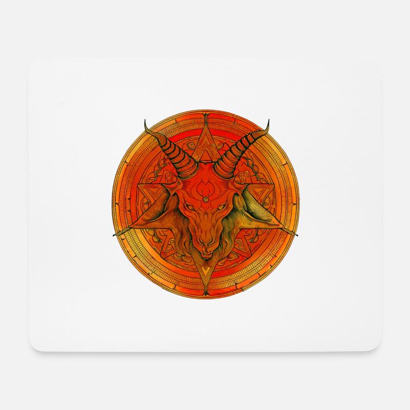 Pentagramm von einem Kopf aus Baphomet überragt - Mousepad (Querformat) - Weiß