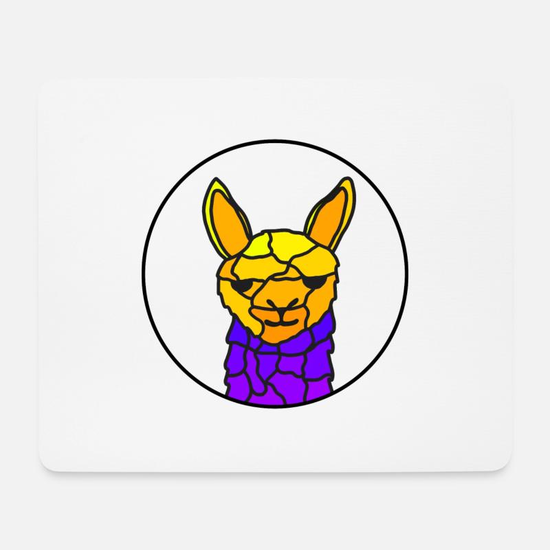 Lama, yellow blue - Mousepad (Querformat) - Weiß