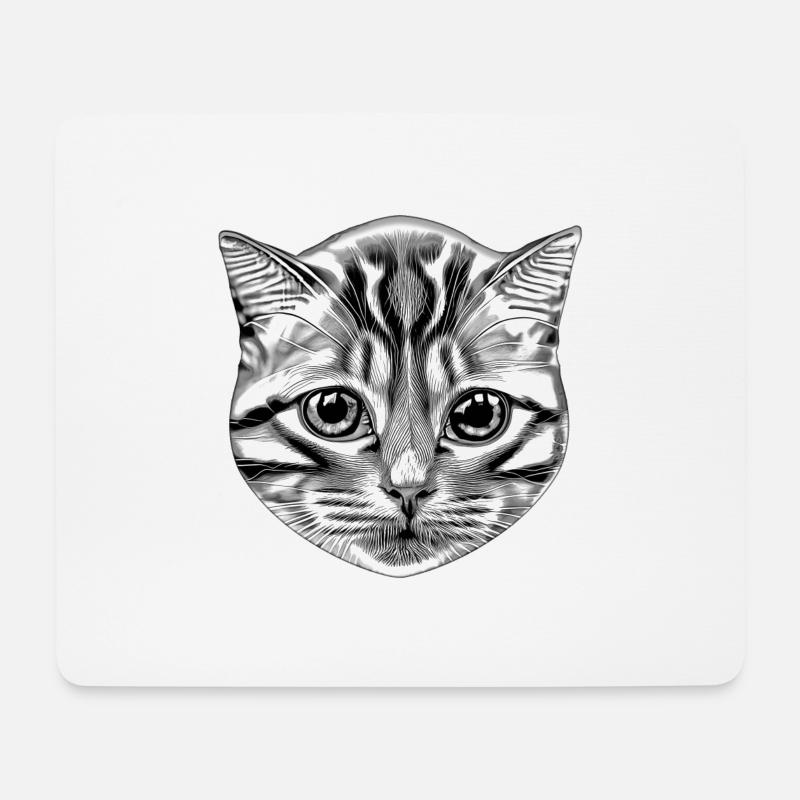 Katze Katzenkopf Illustration Kätzchen - Mousepad (Querformat) - Weiß