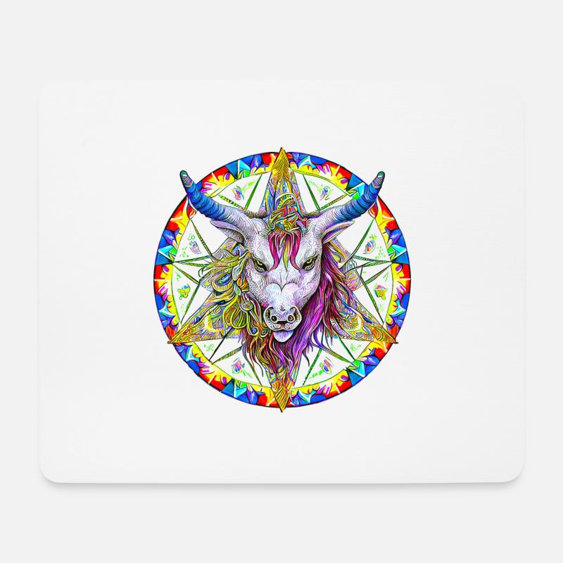 Einhorn Rock und Metal auf Pentagramm - Mousepad (Querformat) - Weiß