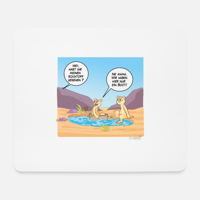 Maskotti Tina und Tim im Kochtopf - Mousepad (Querformat) - Weiß
