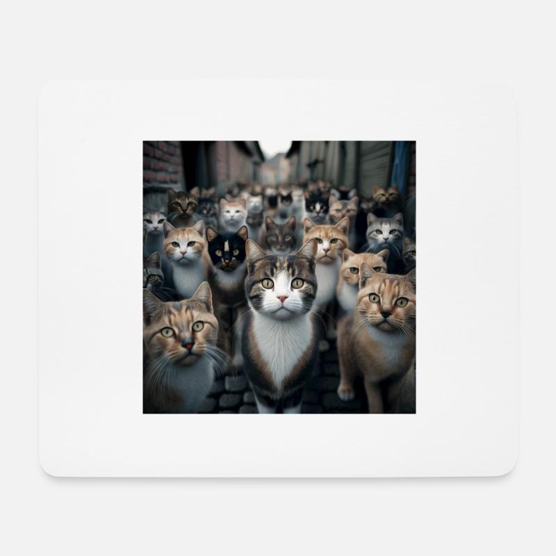 Katze Straße - Mousepad (Querformat) - Weiß