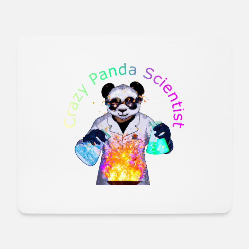 Crazy Panda Scientist - Mousepad (Querformat) - Weiß