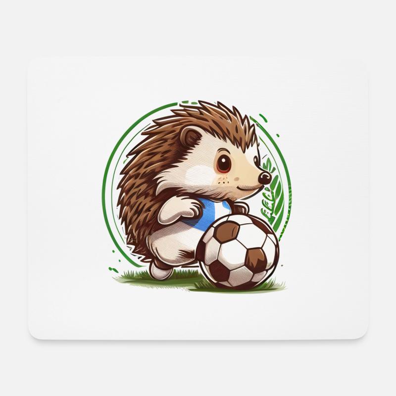 Igel Fußball - Mousepad (Querformat) - Weiß