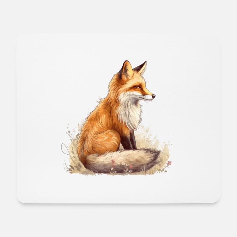 Roter Fuchs in der Natur Illustration Waldtier - Mousepad (Querformat) - Weiß