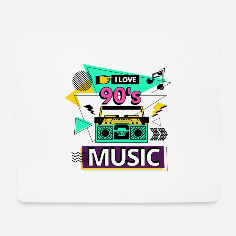 I Love 90s 90er Jahre Musik Ghettoblaster Party - Mousepad (Querformat) - Weiß