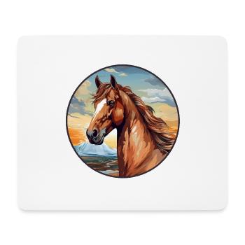 Cheval - Tapis de souris (format paysage) - blanc - Devant