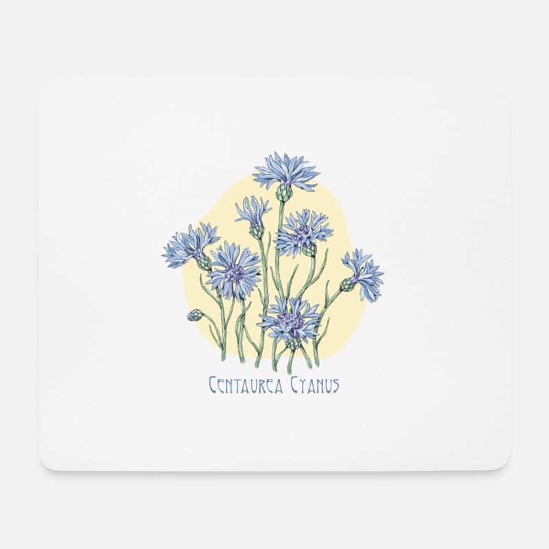 Kornblume, botanische Zeichnung - Mousepad (Querformat) - Weiß