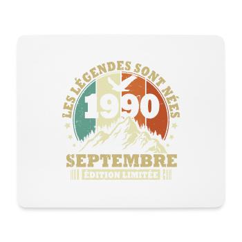 Vintage septembre 1990 vintage cadeau anniversaire - Tapis de souris (format paysage) - blanc - Devant