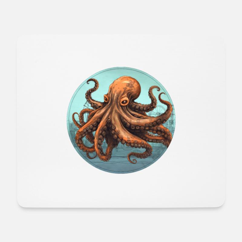 Kraken - Mousepad (Querformat) - Weiß