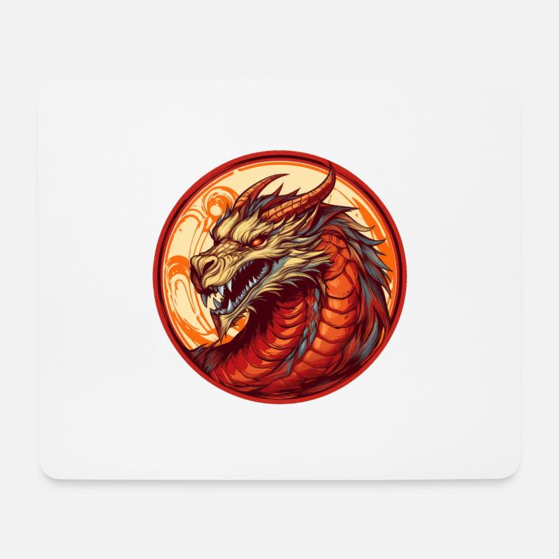 Drache - Mousepad (Querformat) - Weiß
