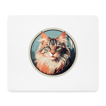 Norwegische Waldkatze - Mousepad (Querformat) - Weiß - Vorne