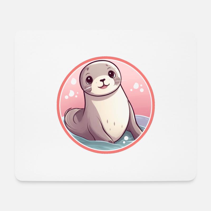 Robbe Kawaii - Mousepad (Querformat) - Weiß