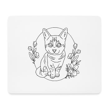 couronne de fleurs de chat - Tapis de souris (format paysage) - blanc - Devant