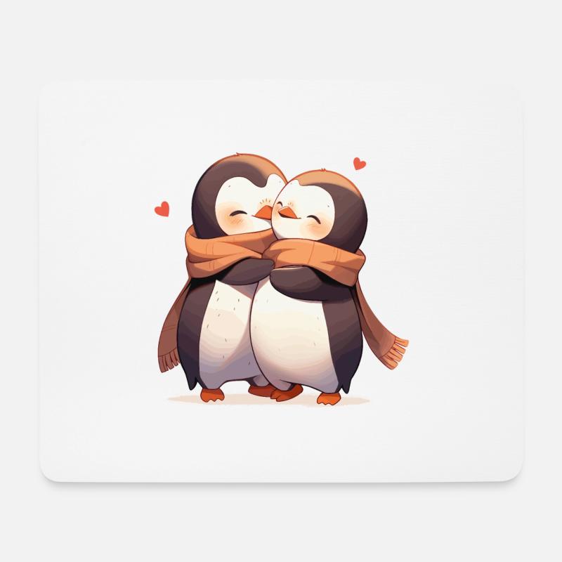 Pinguin Herz Liebe Süß Umarmung Pinguinliebe - Mousepad (Querformat) - Weiß