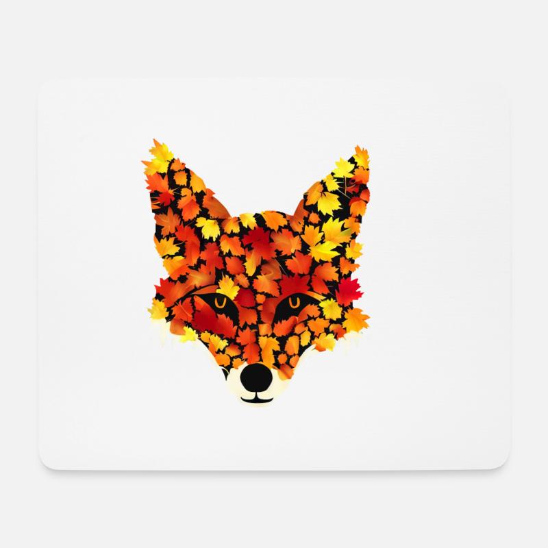 Fuchs aus Herbstblättern - Mousepad (Querformat) - Weiß