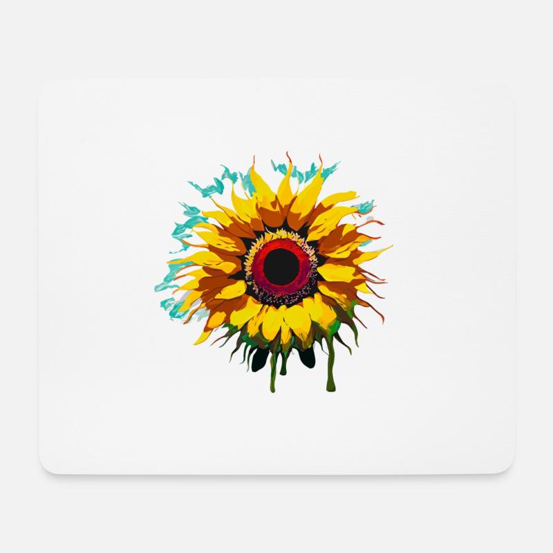 Sonnenblumen-Malerei - Mousepad (Querformat) - Weiß