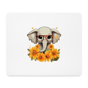 elefant sonnenblume - Mousepad (Querformat) - Weiß - Vorne