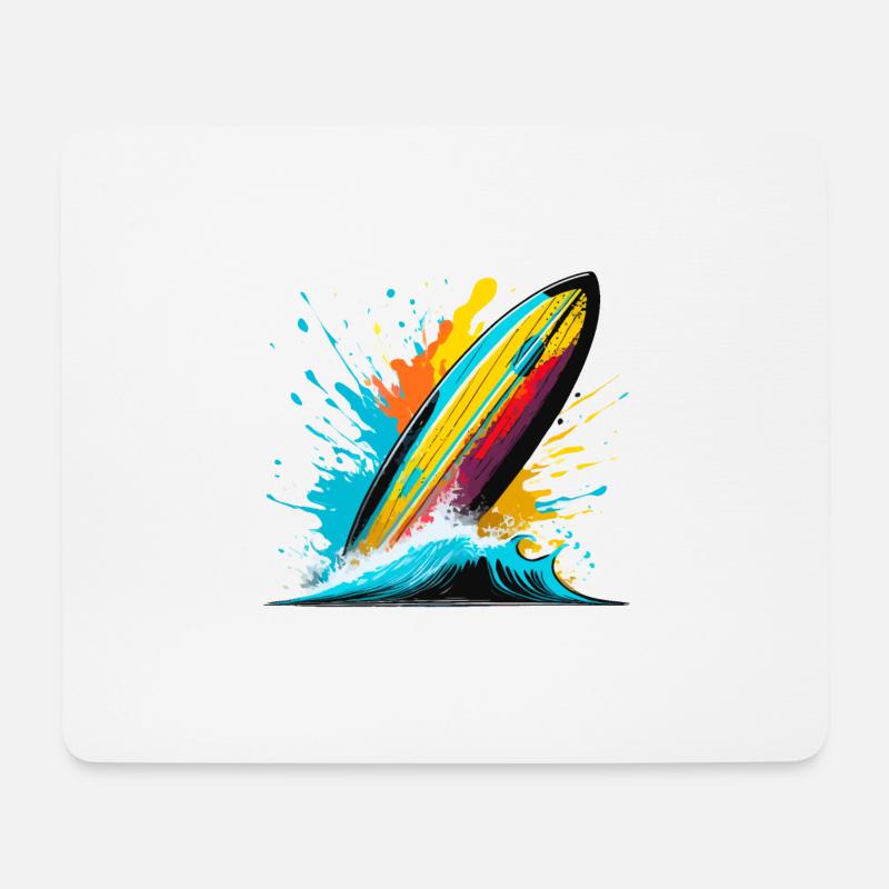 Surfbrett - Mousepad (Querformat) - Weiß