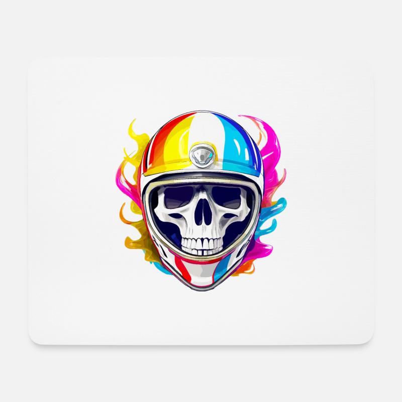 Totenkopf-Biker - Mousepad (Querformat) - Weiß