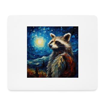Raccoon, Van Gogh, Starry Night, Animal - Mouse Pad (horizontal) - white - Front