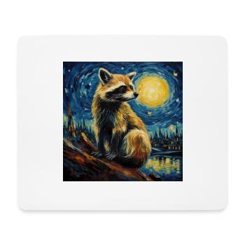 Raccoon, Van Gogh, Starry Night, Animal - Mouse Pad (horizontal) - white - Front