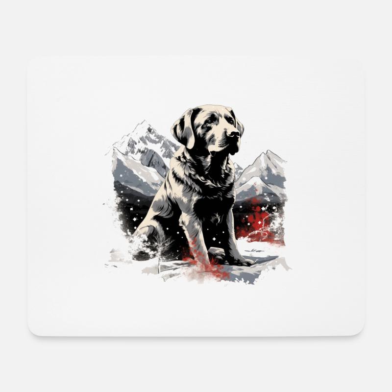 Magischer Labrador Weihnachtshund im Schnee - Mousepad (Querformat) - Weiß