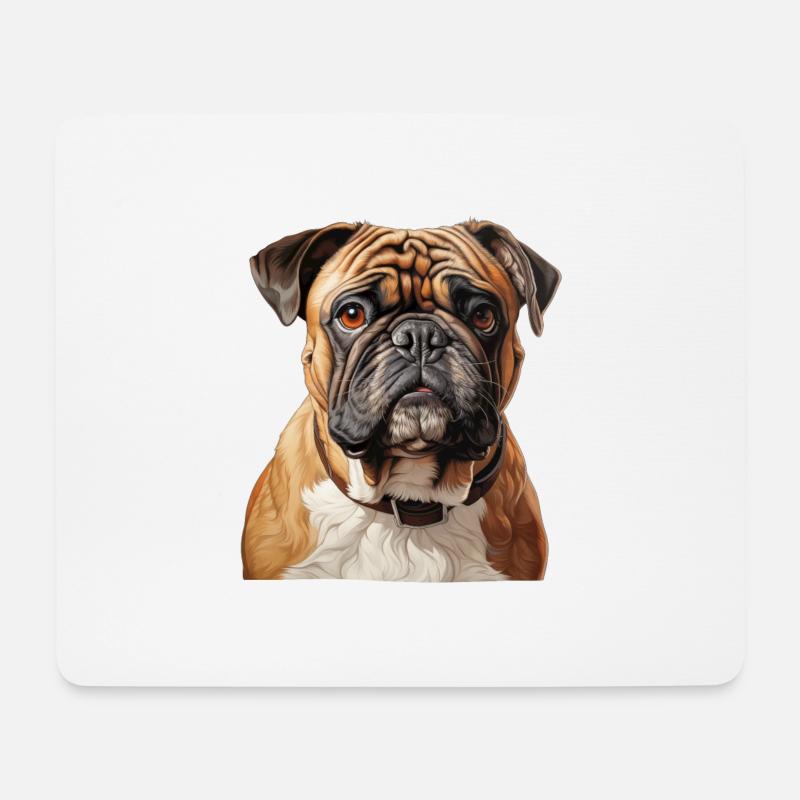 Bulldog Porträt - Mousepad (Querformat) - Weiß